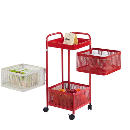 Rotating Storage Rack Square Trolley Kitchen Bathroom Organizer Vegetable Shelf