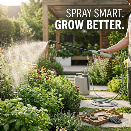 Electric Wand Sprayer With 5m Hose & Nozzles Battery Powered Rechargeable Wand