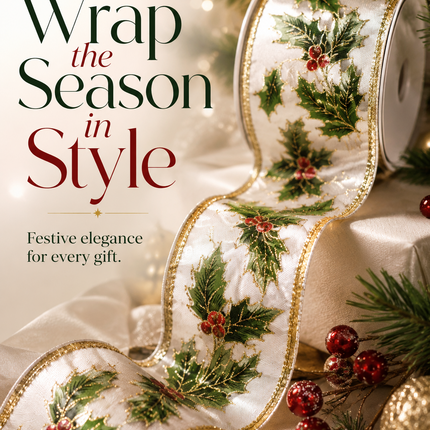 Christmas Ribbon 12PCS 2.5 inch Gift Wrap Craft Set