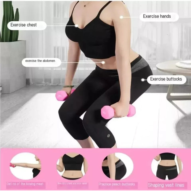 Neoprene Dumbbells 1KG x 2 Weights Iron Hand Aerobic Workout Fitness Gym Pink