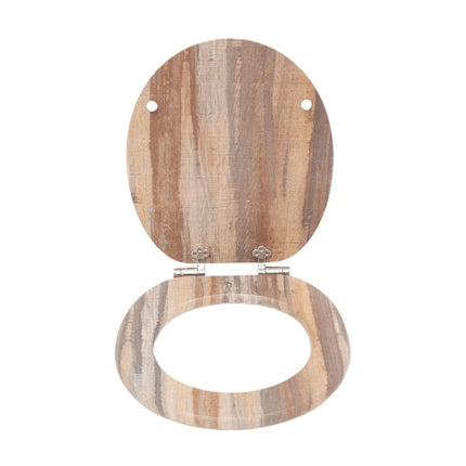 18'' Universal Wooden Toilet Seat Easy Fit WC Bathroom Seat with Strong Fixing