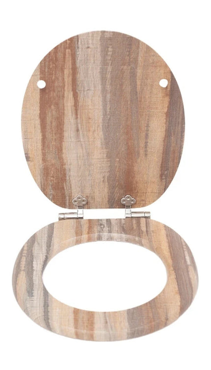 18'' Universal Wooden Toilet Seat Easy Fit WC Bathroom Seat with Strong Fixing