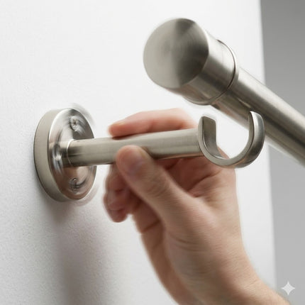 28mm Brushed Nickel Long Curtain Bracket