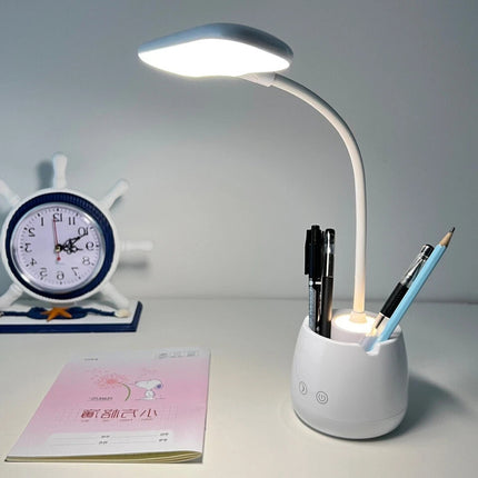 LED Desk Lamp Touch Control USB Charging Table Light with Pen & Phone Holder