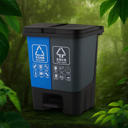 16L 20L 40L Recycling Pedal Bin Double Compartment Kitchen Waste Dustbin