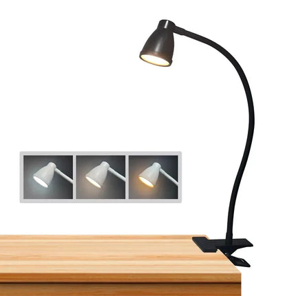 LED Desk Lamp Clip-On 3W Flexible Reading Light Eye Care 10-Level Brightness