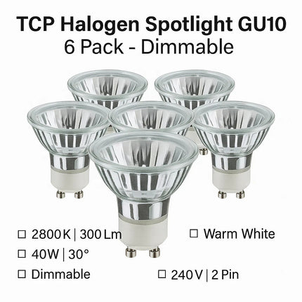 Spot Light Bulbs 6/12 Pack GU10 2800K 300Lm 50W 30° Dimmable Warm White Haloge
