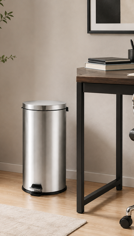 Pedal Bin 30L Stainless Steel Office Kitchen Bathroom Rubbish Waste Trash Can