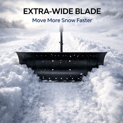 Snow Shovel with Wheels Adjustable Height Handle Multi-Angle Pusher Snow Blade