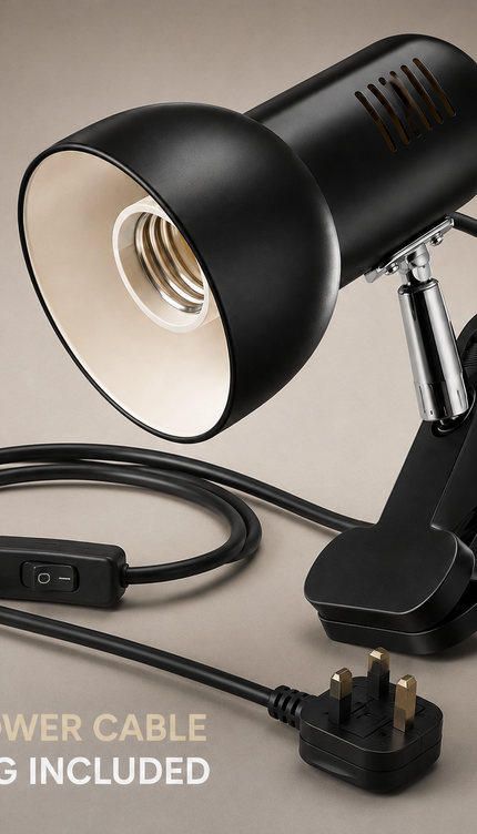 Clip On Reading Light Desk Lamp E27 Bulb Holder Bed Headboard Shelf Adjustable