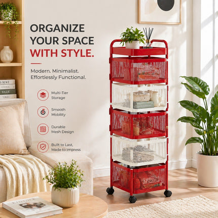 Rotating Storage Rack Square Trolley Kitchen Bathroom Organizer Vegetable Shelf