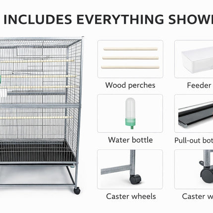 52 inch Steel Standing Large Flight King Bird Cage Cockatiels Parrot Pigeons