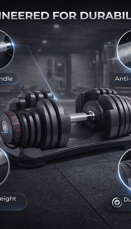 40kg Adjustable Dumbbell Quick Dial Home Gym Fitness Weight Lifting Exercise Set