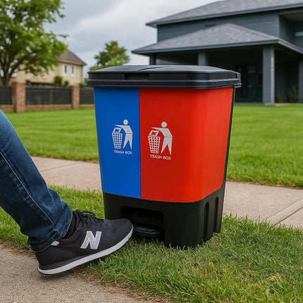 16L 20L 40L Recycling Pedal Bin Double Compartment Kitchen Waste Dustbin