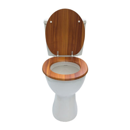 18" Universal Toilet Seat MDF Wooden Bathroom WC Easy Fit + Fittings Novelty