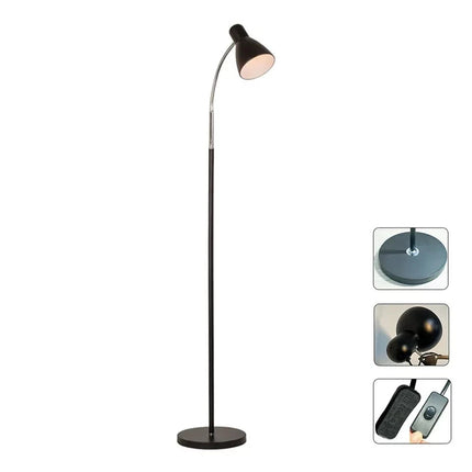 Adjustable Floor Lamp With Metal Standing Neck Heavy Metal Base Reading Light