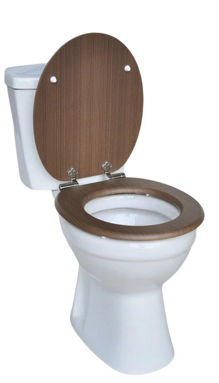 18'' Universal Bathroom Toilet Seat Wooden Easy Fit WC Seat with Fittings