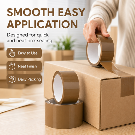 Parcel Tape 48mm X 66m Strong Heavy Duty for Secure Box Packing 6-Rolls Brown