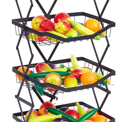 4 Tier Folding Rolling Fruit & Vegetable Storage Trolley Kitchen Cart With Wheel