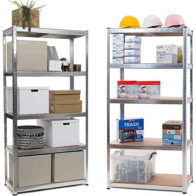 Galvanised Steel Garage Shelving Rack – 2 Pack – Silver