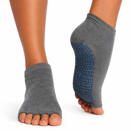 Open Toe Yoga Socks Light Grey Balance Comfort & Non Slip Grip Exercise Socks