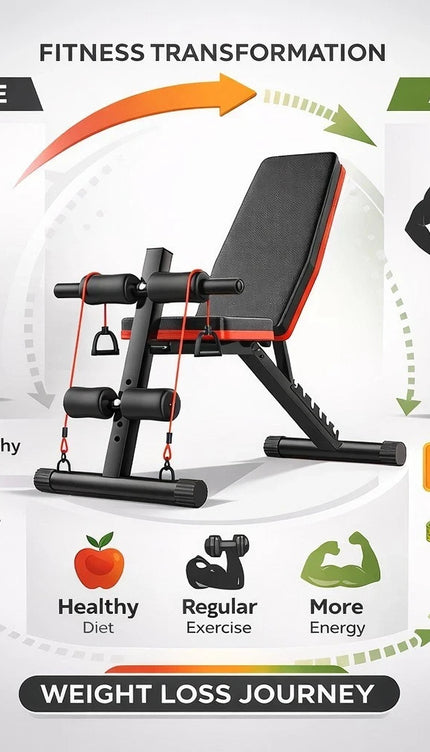 Adjustable Incline Weight Bench Foldable Strength Training Full Body Workout Gym