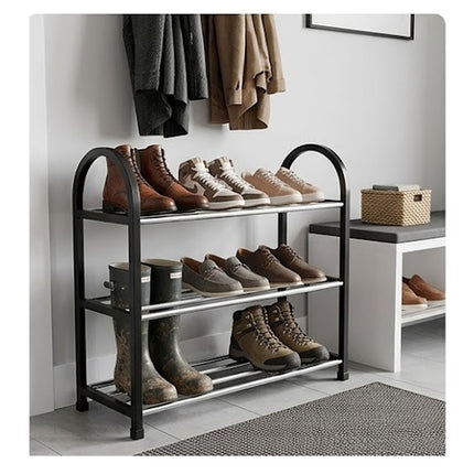 3-Tier Black Shoe Rack Stand