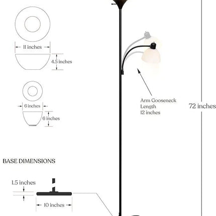 Sky Dome Floor Lamp with Reading Light Tall Standing Lamp for Living Room Study
