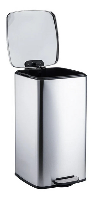 50L Pedal Bin Stainless Steel Removable Inner Bucket Home Office Waste Trash Can