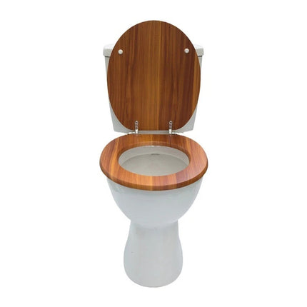 18'' Universal Wooden Toilet Seat | Easy Fit Bathroom WC Seat with Fixings
