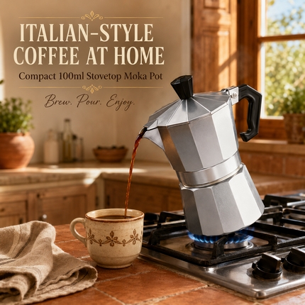 Moka Pot Stovetop Aluminium Italian Espresso Ground Coffee Latte Maker 100ml