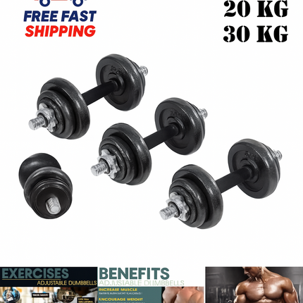 Adjustable Dumbbell & Barbell Set 15-30
