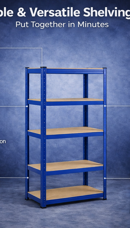 5 Tier Garage Shelving Unit 180 × 90 × 40cm