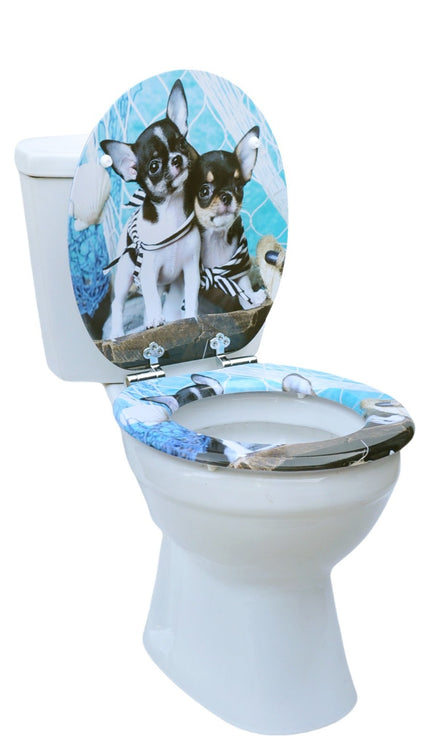 18'' Universal Wooden Toilet Seat Easy Fit Bathroom WC Seat with Fittings