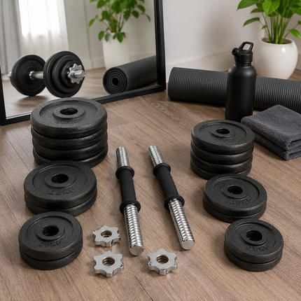 Weight Plates Cast Iron Dumbbell Handles Nuts Set