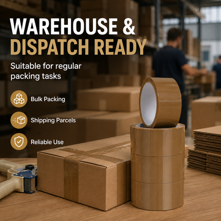 Parcel Tape 48mm X 66m Strong Heavy Duty for Secure Box Packing 12-Rolls Brown