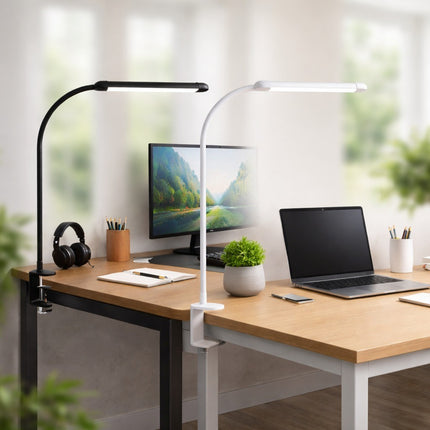 LED Desk Lamp with Clamp Stepless Dimming Modes 2700-6000K Office Desk WorkLight