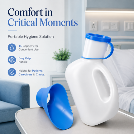 Unisex Urinal Bottle With Lid Funnel 1L Patients Travel Camping Pee Container