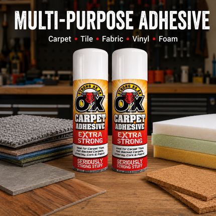 2 Pack Adhesive Glue Spray 500ml HeavyDuty Multi-Purpose Carpet Fabric Foam Tile