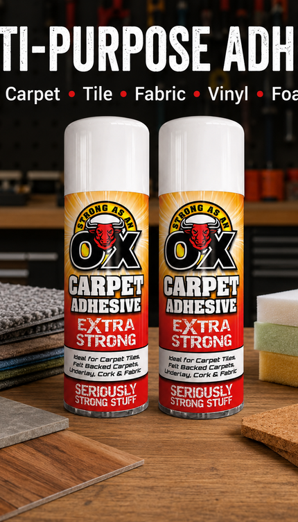 2 Pack Adhesive Glue Spray 500ml HeavyDuty Multi-Purpose Carpet Fabric Foam Tile