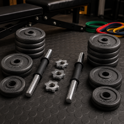 Weight Plates Cast Iron Dumbbell Handles Nuts Set