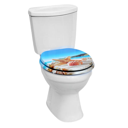 18" UNIVERSAL BATHROOM TOILET SEAT WOODEN EASY FIT WC SEAT WITH FITTINGS