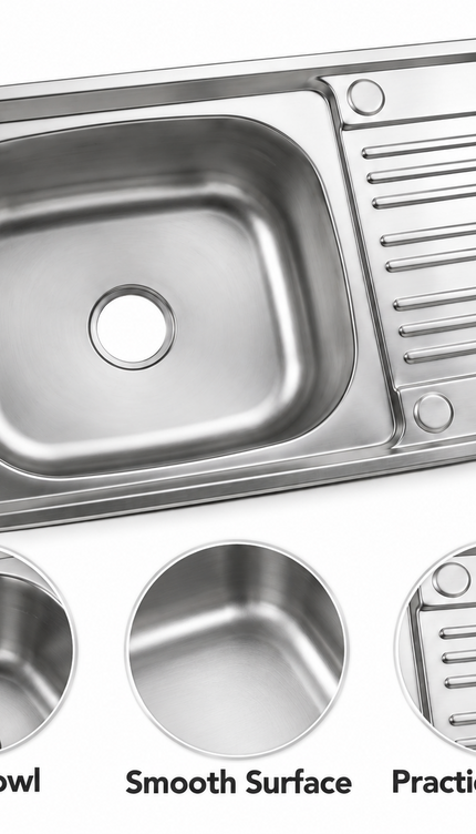 Stainless Steel Kitchen Sink with Drainer – 75 × 45 cm