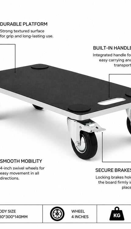 200KG Wooden Dolly Trolley Cart Wheeled Roller Platform Transporter Board