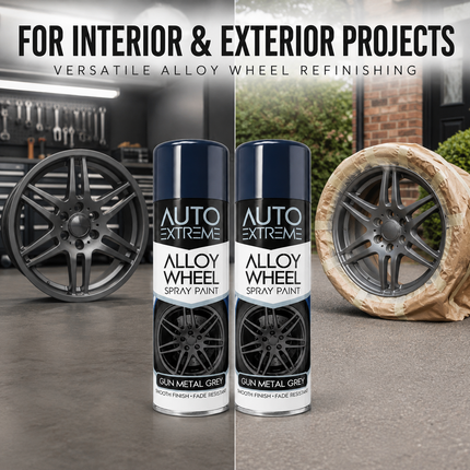 2x AX Gun Metal Grey Alloy Wheel Spray Paint 300ml Smooth Finish Fade Resistant