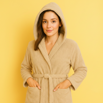 Small/Medium Sabia Unisex Cotton Terry Bathrobe Gown Soft Spa Robe Men Women