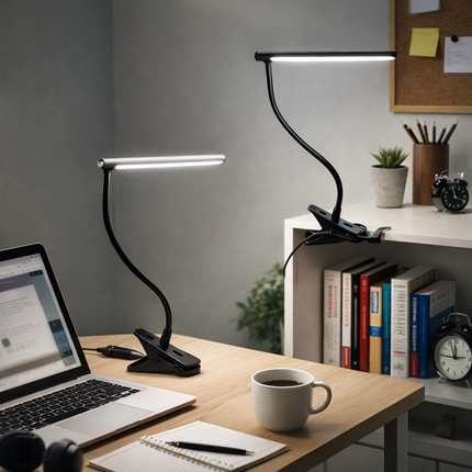 USB LED Clip-On Desk Lamp Flexible Adjustable Reading Light Bedside Table
