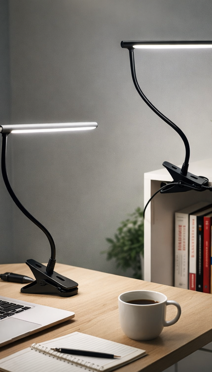 USB LED Clip-On Desk Lamp Flexible Adjustable Reading Light Bedside Table