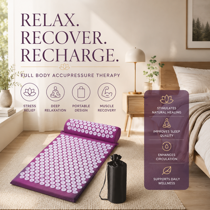 Accupressure Body Mat Massage Relieve Back & Neck Pain Relax Muscles Stress +Bag
