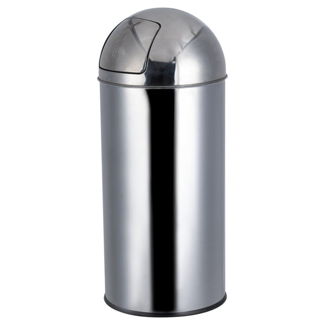50L Stainless Steel Trash Bin Cylindrical Waste Can Swing Lid Indoor Outdoot